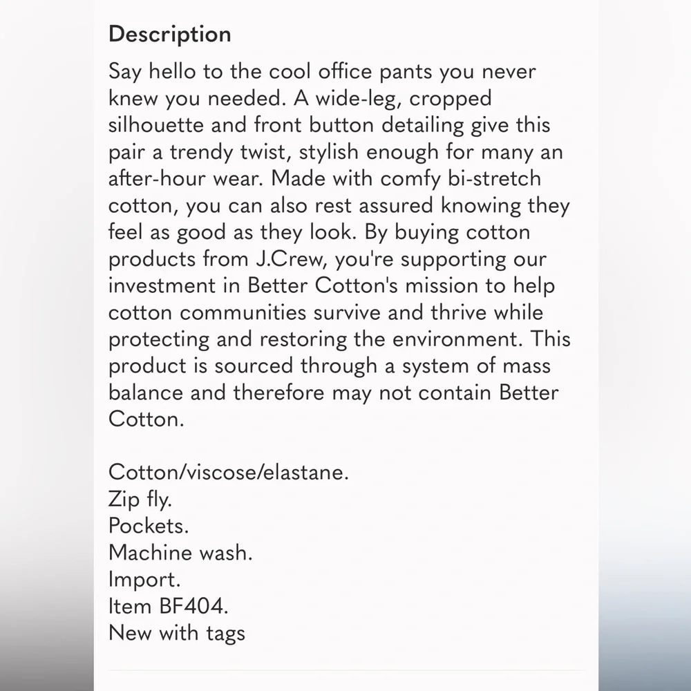 NWT J. Crew Sydney Wide-Leg High-Rise White Dress Pants With Bi-Flex Stretch, 4. - Picture 12 of 12